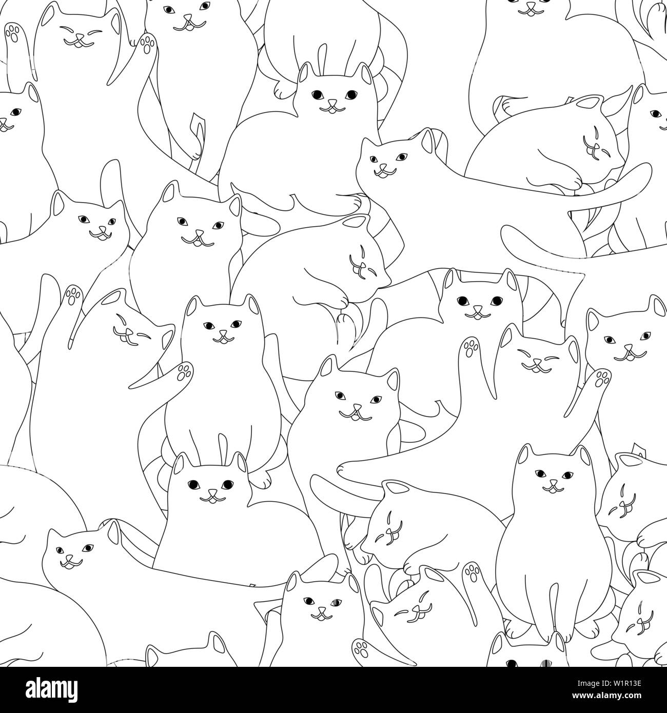 Seamless pattern with cartoon white cats Stock Vector Image & Art - Alamy