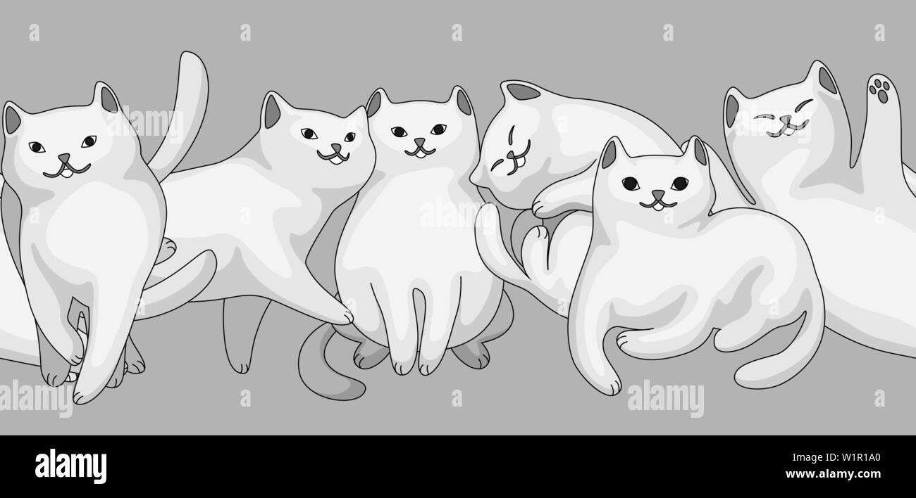 Seamless pattern with cartoon white cats Stock Vector Image & Art - Alamy