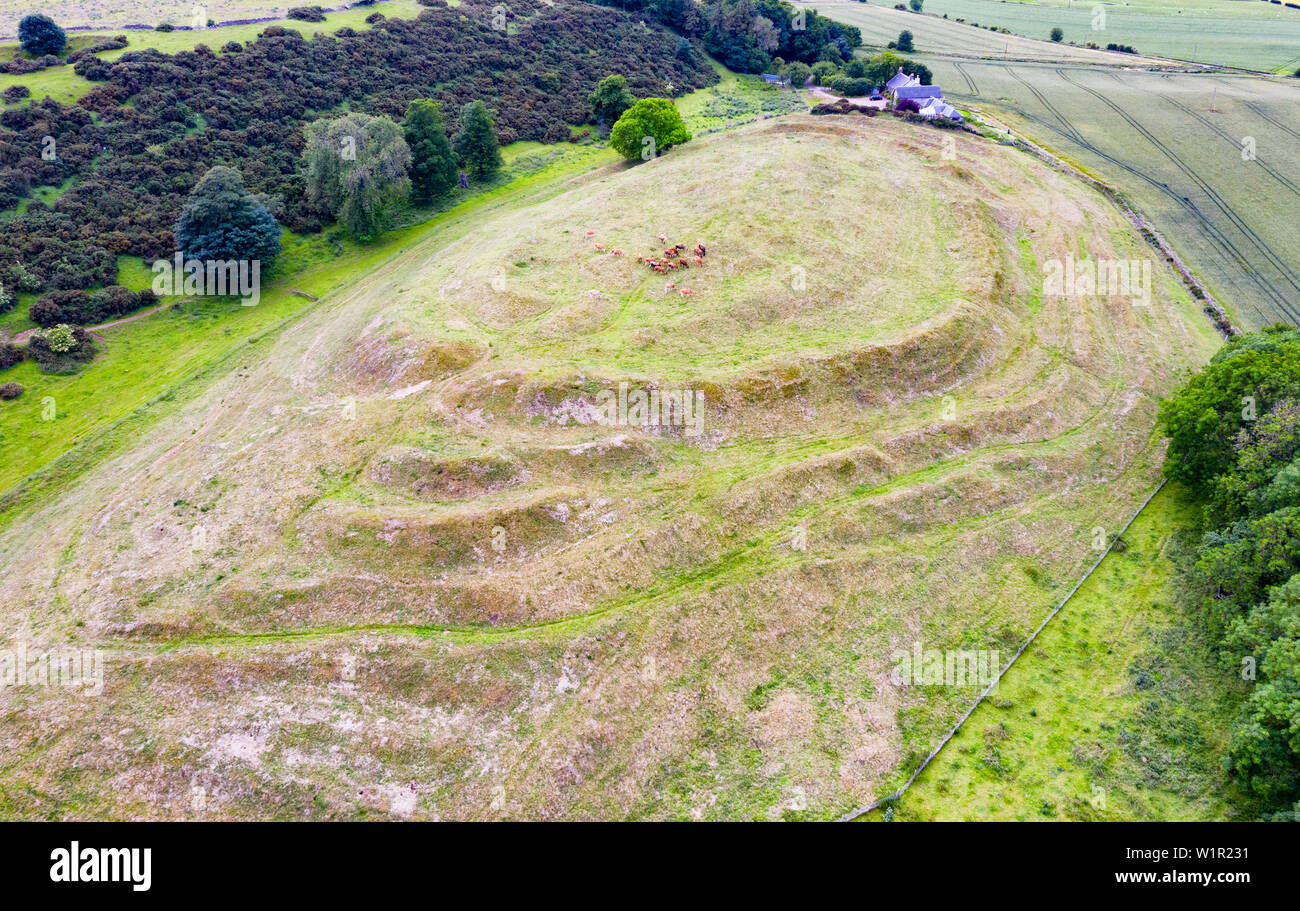 Elevated view of Chesters Hill Fort in East Lothian, Scotland, UK Stock Photo