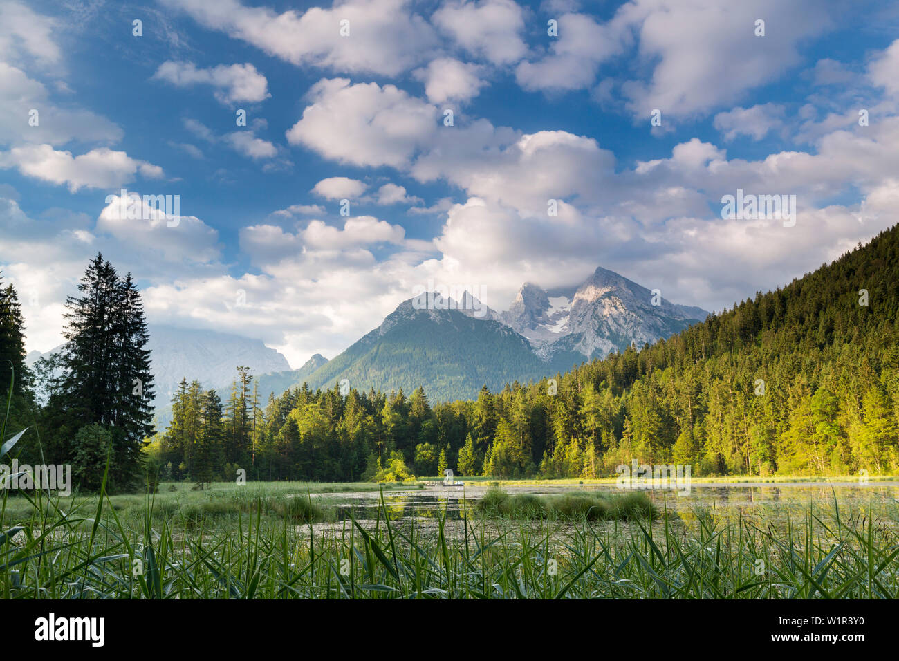 Taubensee and Hochkalter, Berchtesgadener Land, Bavaria, Germany, Europe Stock Photo