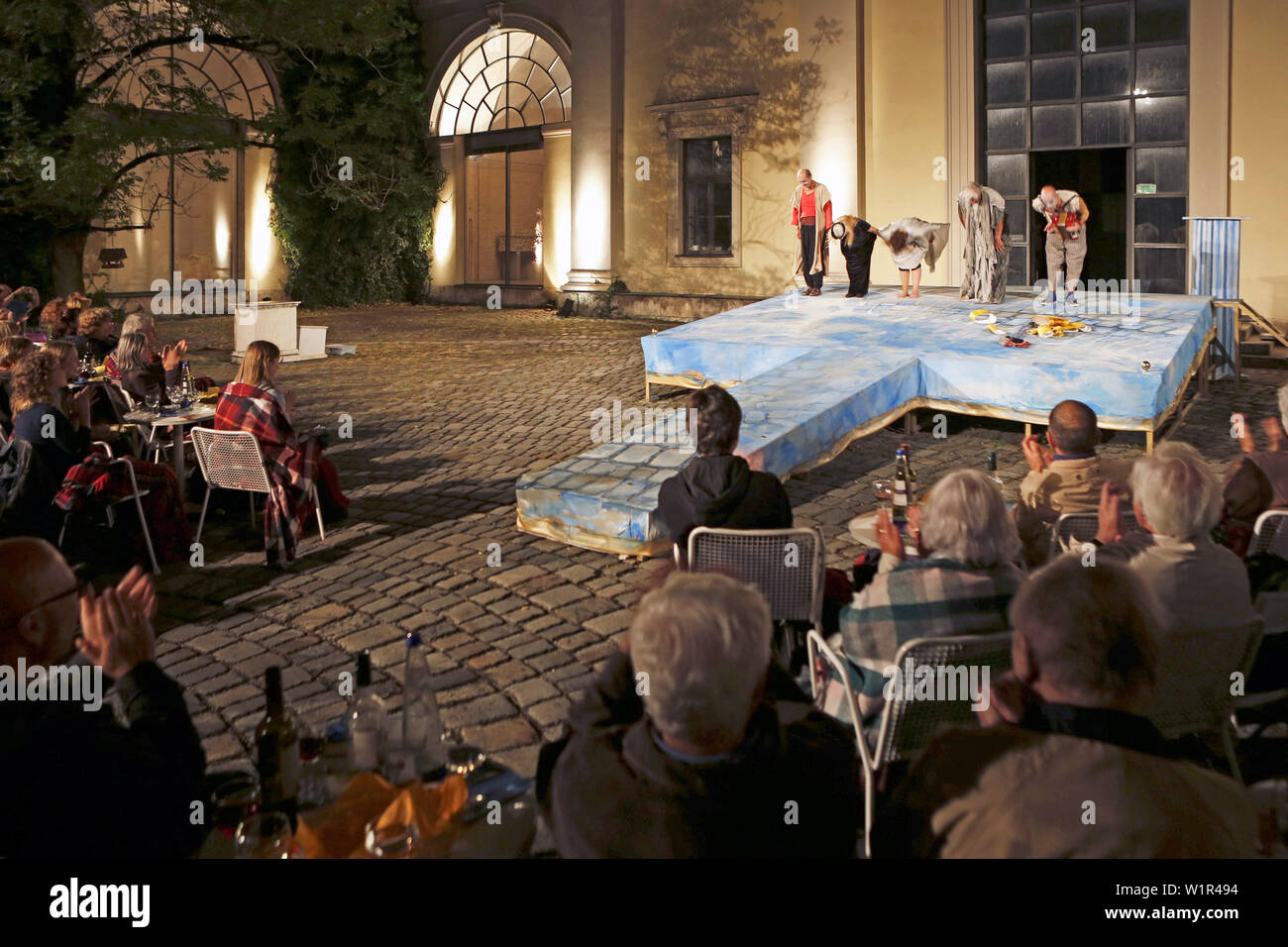 Greek summer theatre festival, Courtyard of Glyptothek museum, Koenigsplatz, Maxvorstadt, Munich, Upper Bavaria, Bavaria, Germany Stock Photo