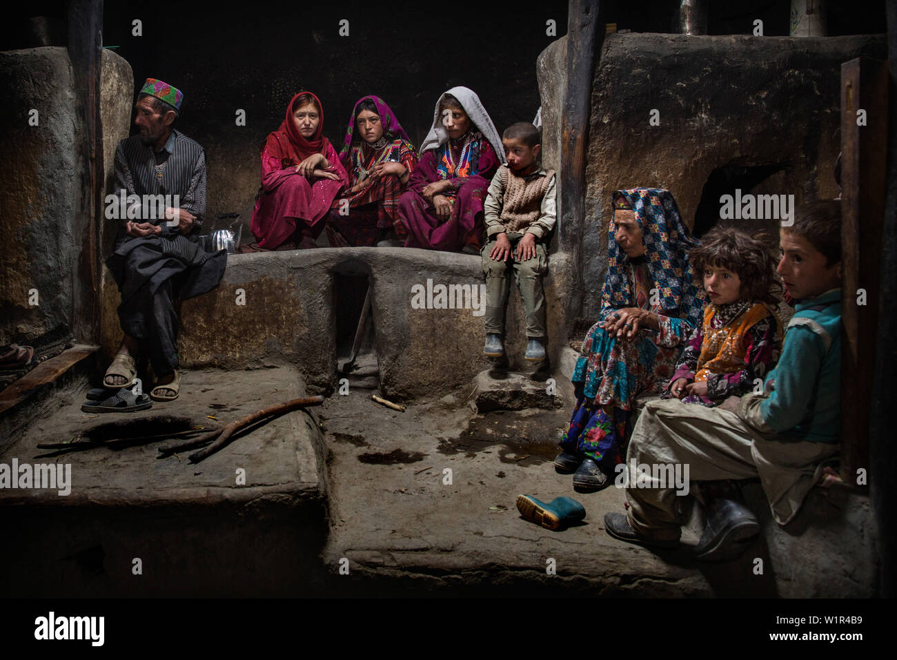 Wakhi family in Afghanistan, Wakhan, Asia Stock Photo