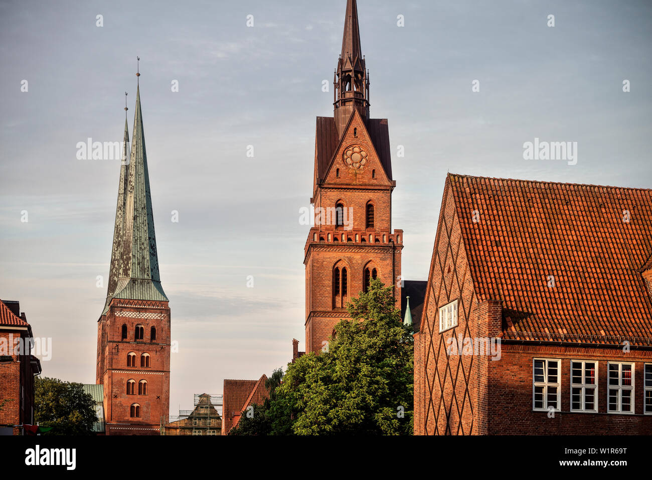 UNESCO World Heritage Hanseatic Town Luebeck, church towers of the historic centre, Schleswig-Holstein, Germany Stock Photo