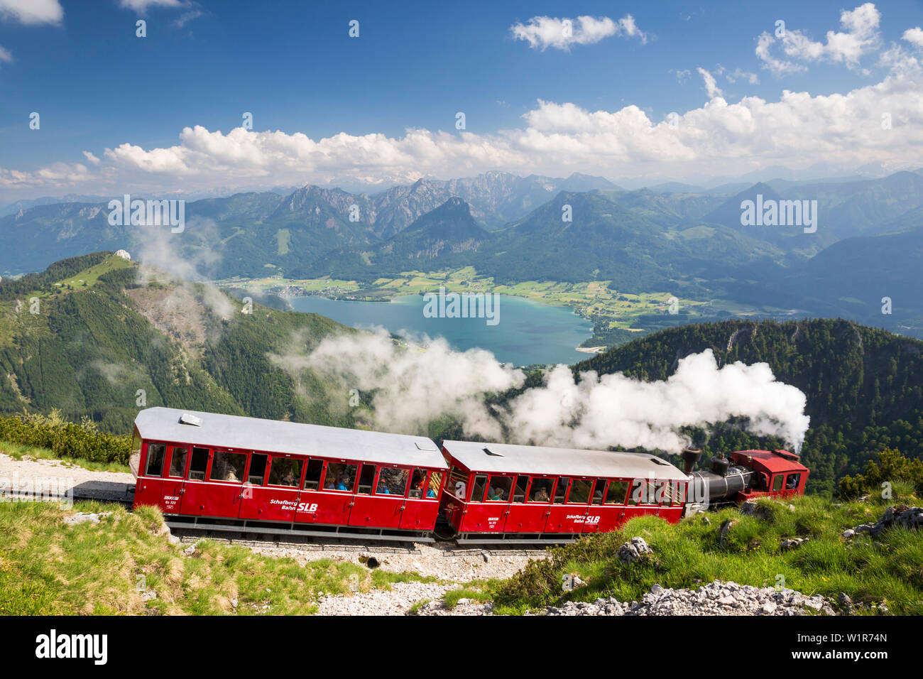 Schafbergbahn, steepest cogwheel railway in Austria, St. Wolfgang, Upper Austria, Austria, Europe Stock Photo