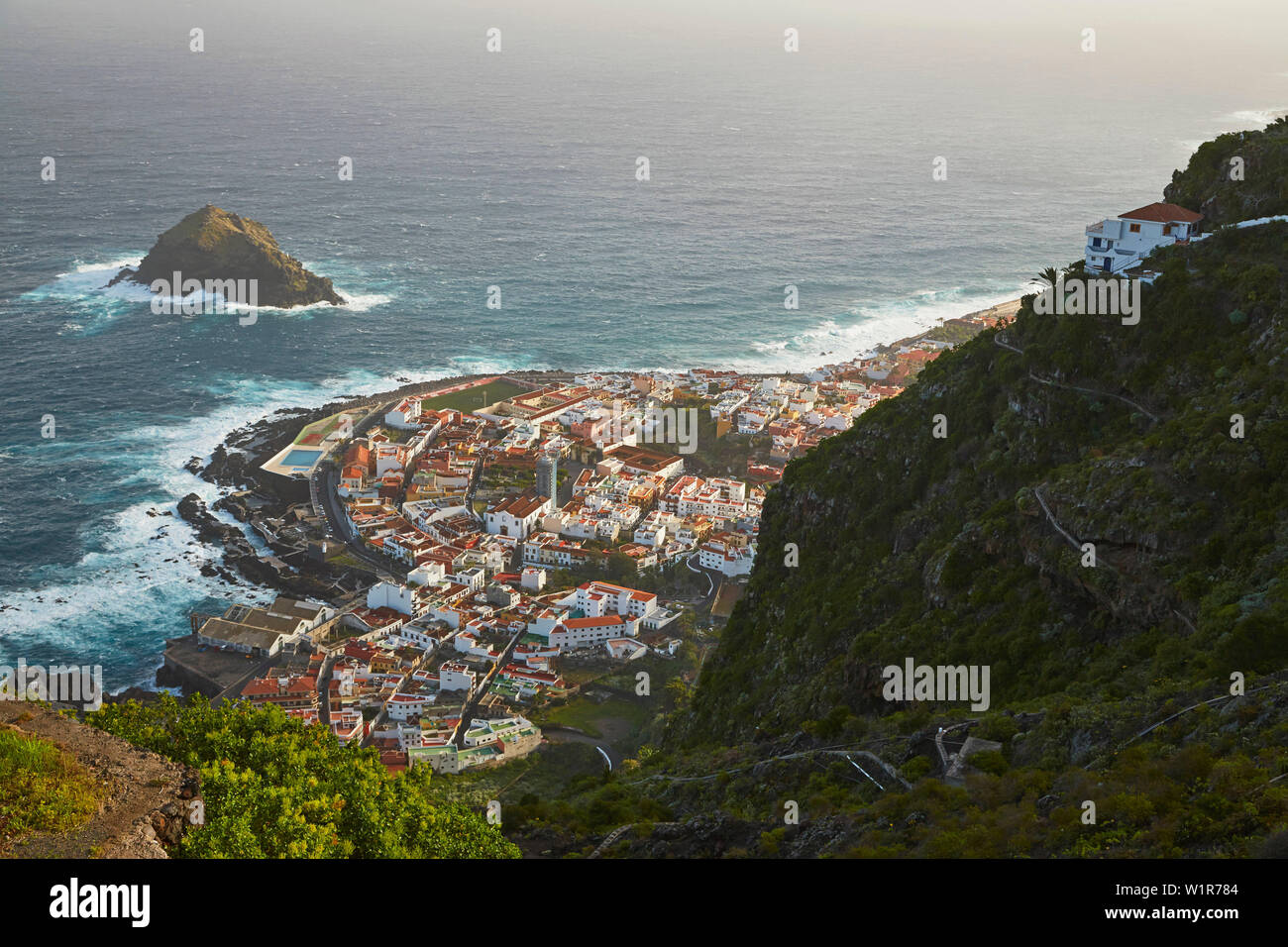 View at Garachico, Tenerife, Canary Islands, Islas Canarias, Atlantic Ocean, Spain, Europe Stock Photo