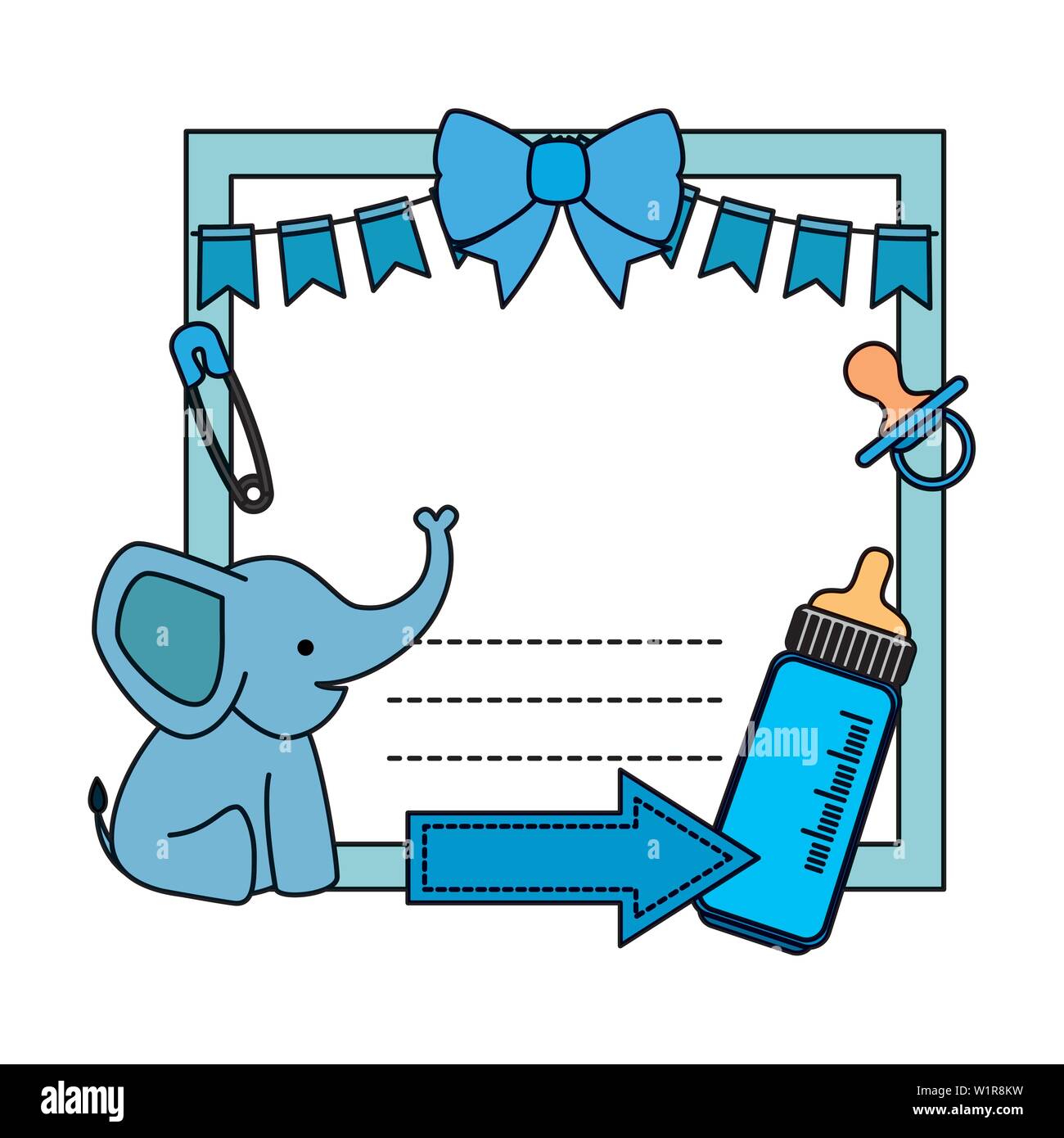 baby shower card with elephant and bottle milk Stock Vector Image & Art ...