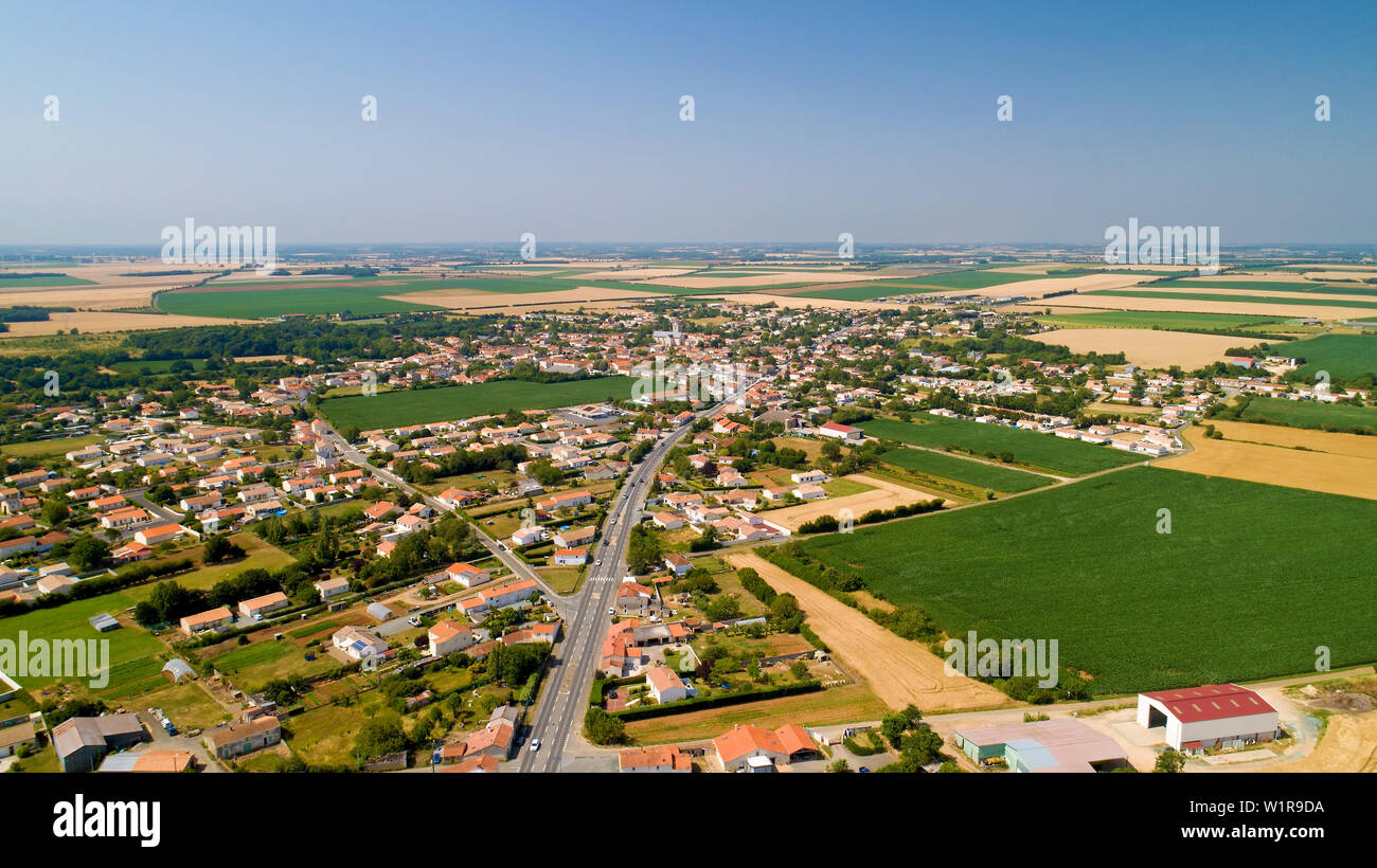Aerial photo of Sainte Gemme La Plaine in Vendee Stock Photo