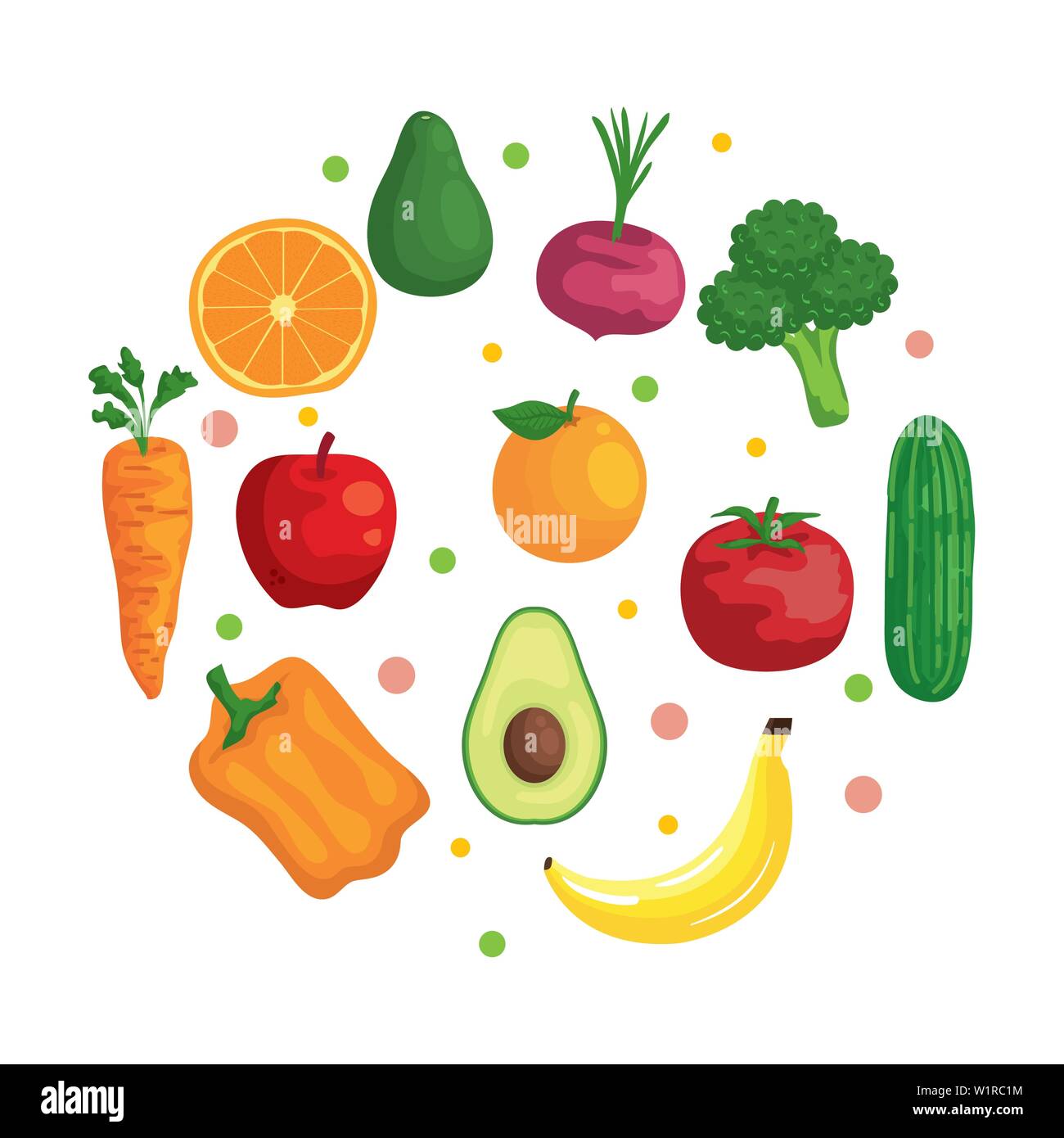 fresh vegetables and fruits healthy food Stock Vector Image & Art - Alamy