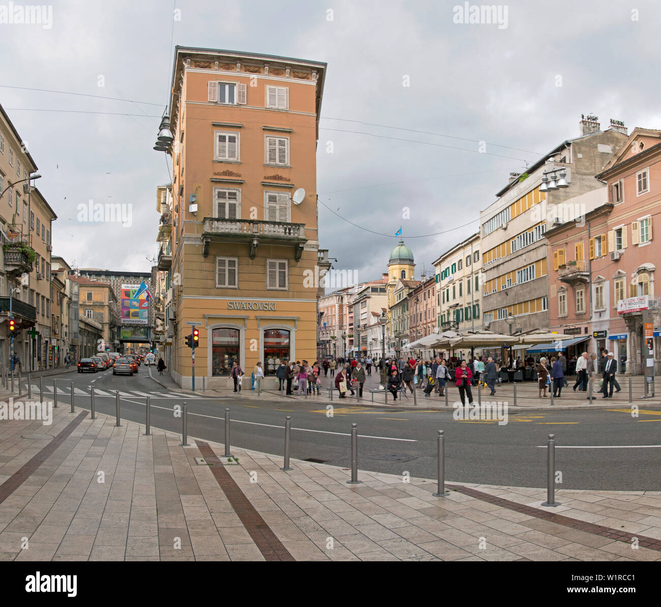 Rijeka, Croatia - October 17, 2014: Korzo Main Walking Street in Downtown Rijeka, Croatia. Stock Photo