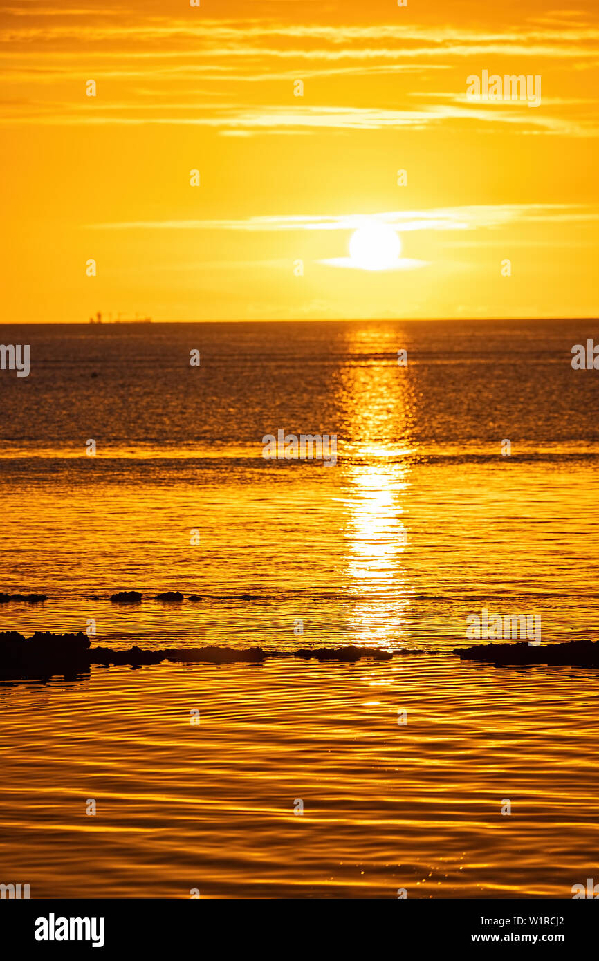 Sunset on the beach on Mauritius Island Stock Photo