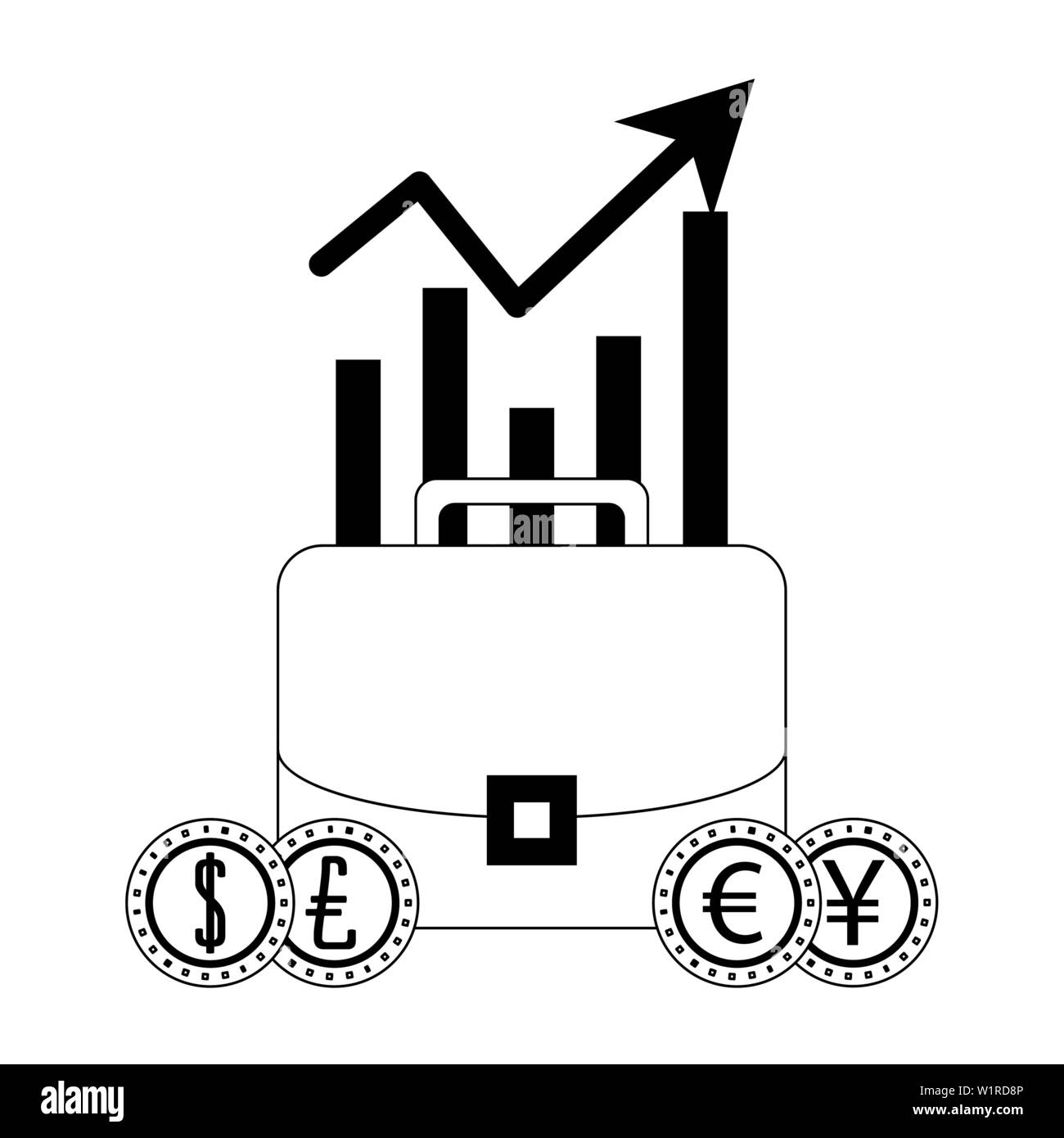Business briefcase with euro dollar and yen coins Stock Vector Image ...