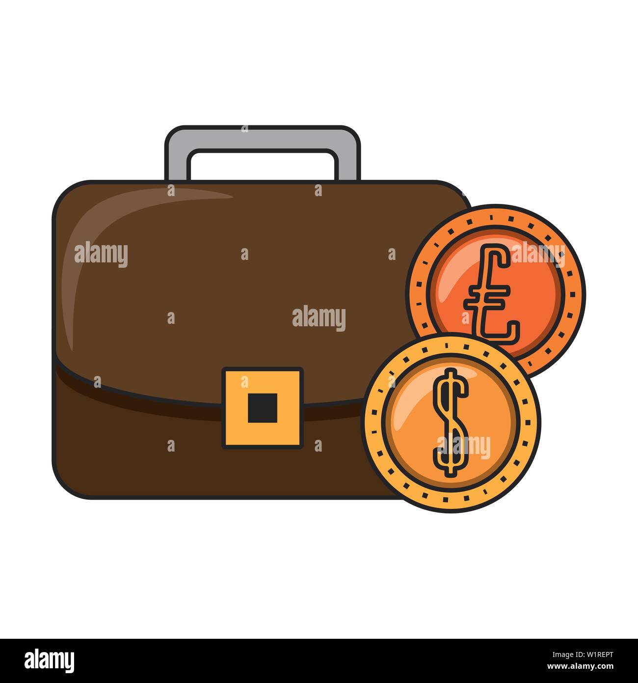 Business briefcase with euro and dollar coins Stock Vector Image & Art ...
