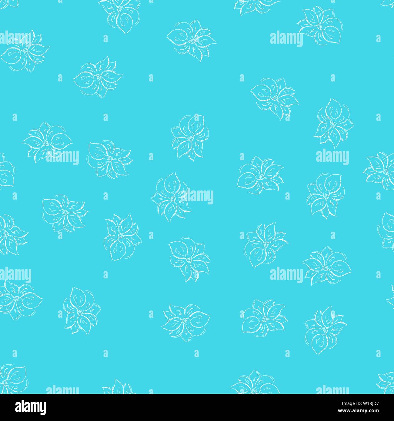 Seamless hand drawn pattern of abstract rose flowers isolated on blue ...