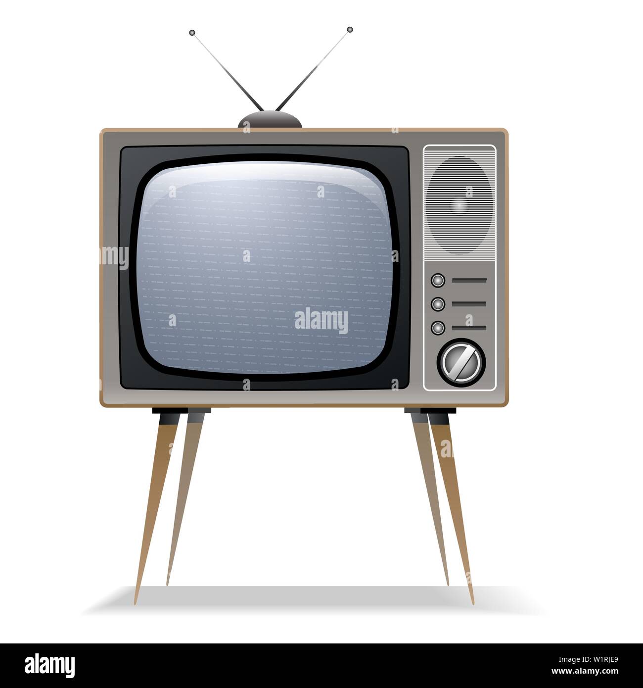 Old Vintage TV Set Isolated On White Background. Vector Illustration. Stock Vector