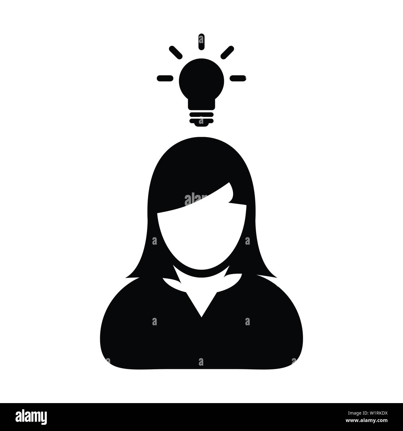 Idea Icon Vector Female Person Profile Avatar Symbol With Bulb For Creative Idea For Business Development In Glyph Pictogram Illustration Stock Vector Image Art Alamy