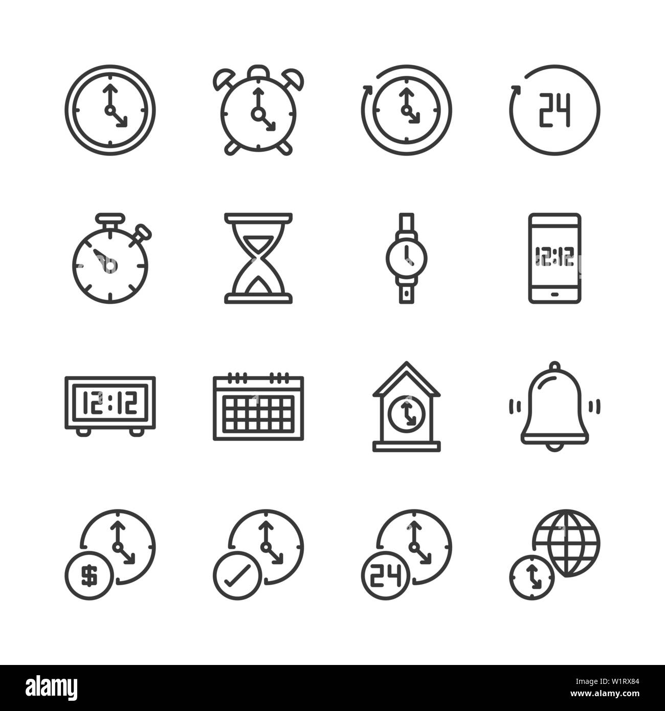 Time management icons clock Black and White Stock Photos Images Alamy