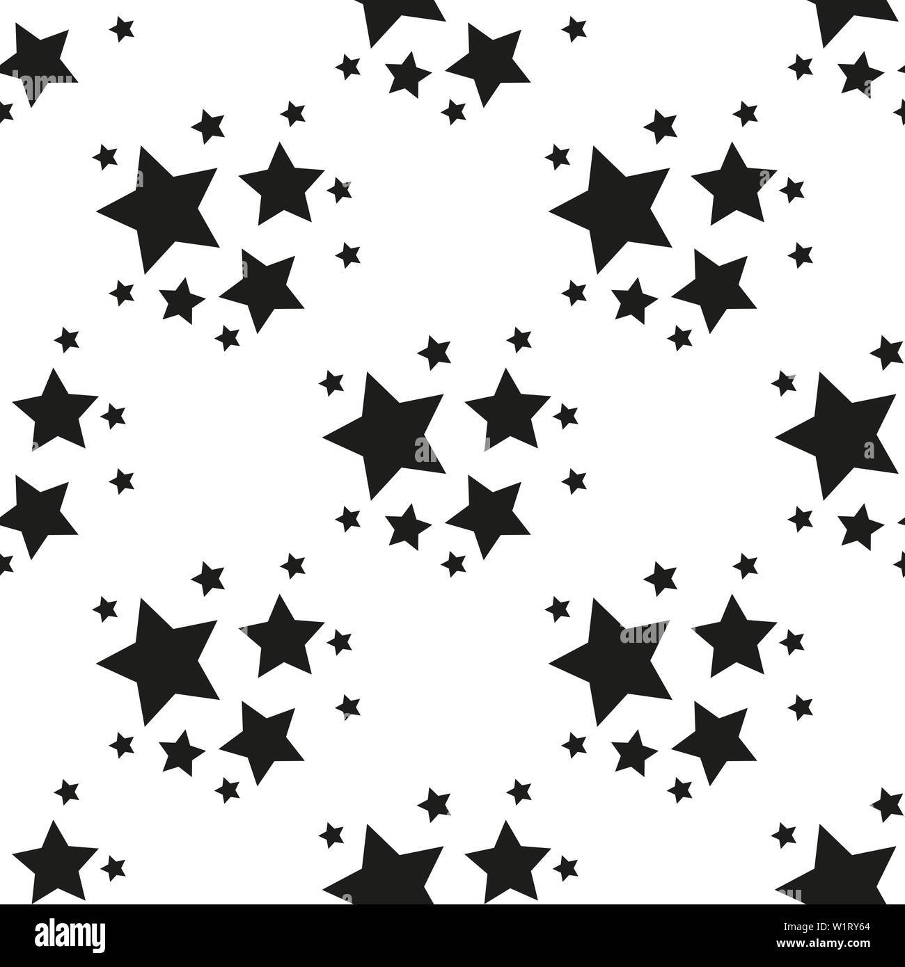 Seamless pattern with black stars on a white background. Vector ...