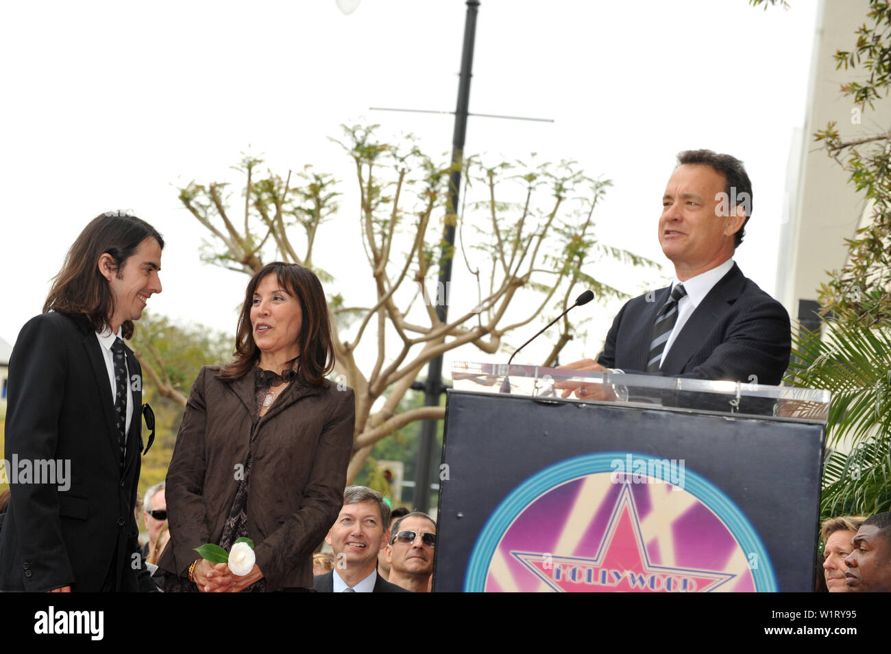 LOS ANGELES, CA. April 14, 2009: Tom Hanks with Olivia Harrison & son