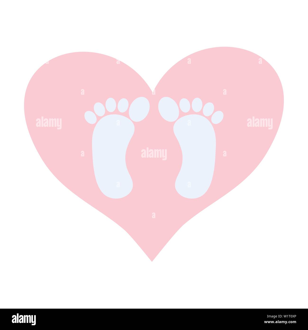 baby foot prints in heart love vector illustration design Stock Vector ...