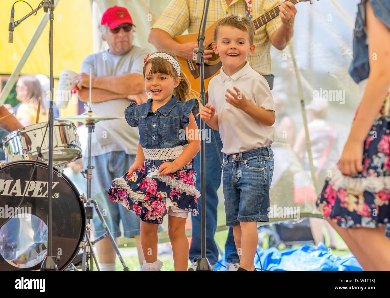 Pennsylvania, USA Jun 30, 2019 Hoedown folk dancing at the Kutztown Folk Festival by the