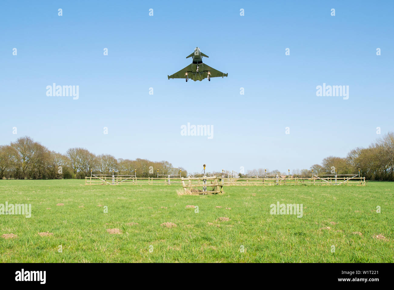 RAF Eurofighter landing at RAF coningsby Stock Photo