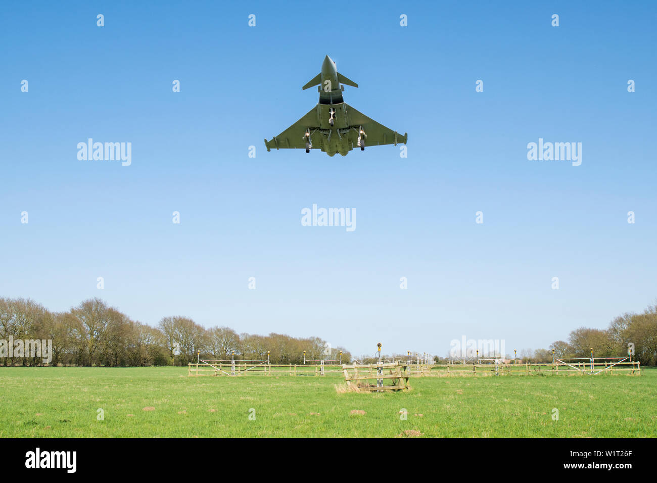 RAF Typhoon landing at RAF coningsby Stock Photo