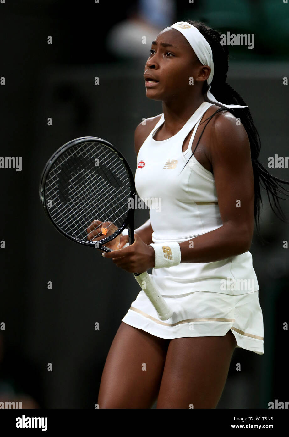 Cori Gauff celebrates victory over Magdalena Rybarikova on day three of