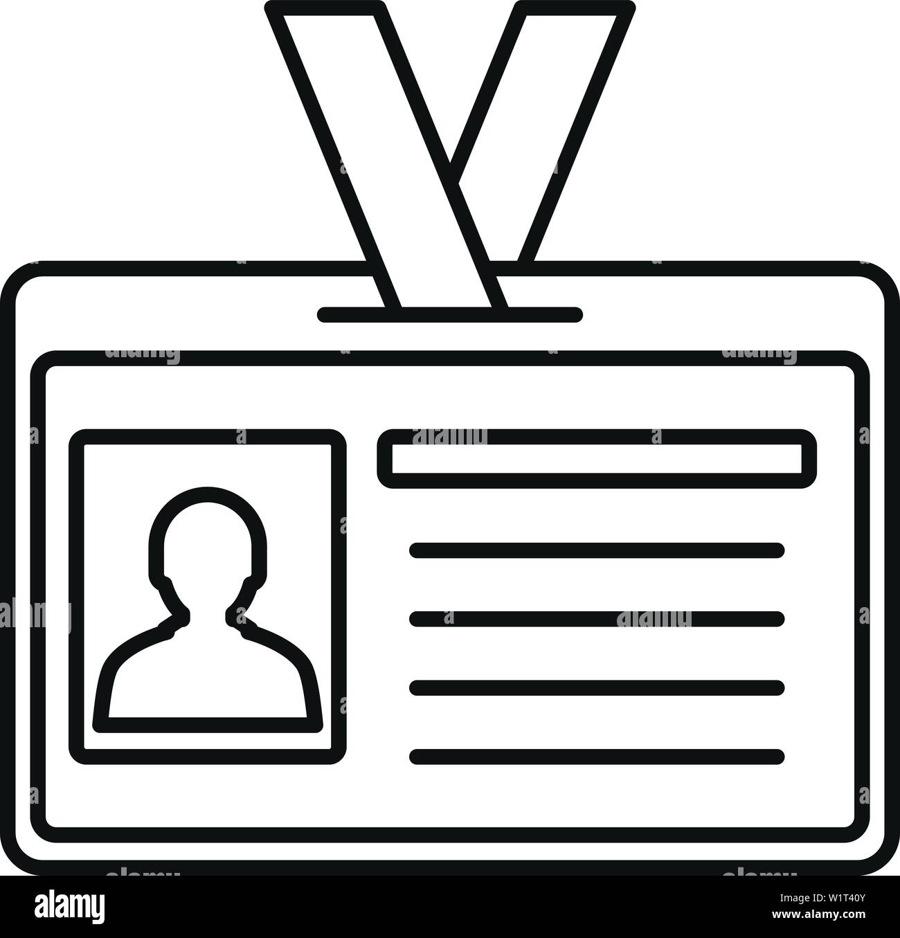 Id badge icon. Outline id badge vector icon for web design isolated on