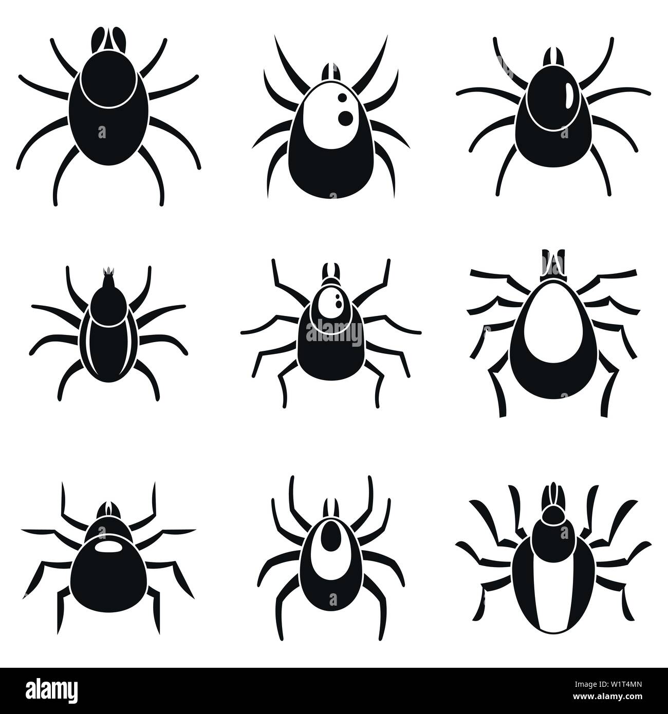 Mite insect icons set. Simple set of mite insect vector icons for web design on white background Stock Vector