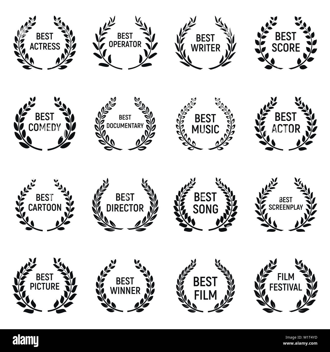 Film festival icons set. Simple set of film festival vector icons for web design on white background Stock Vector