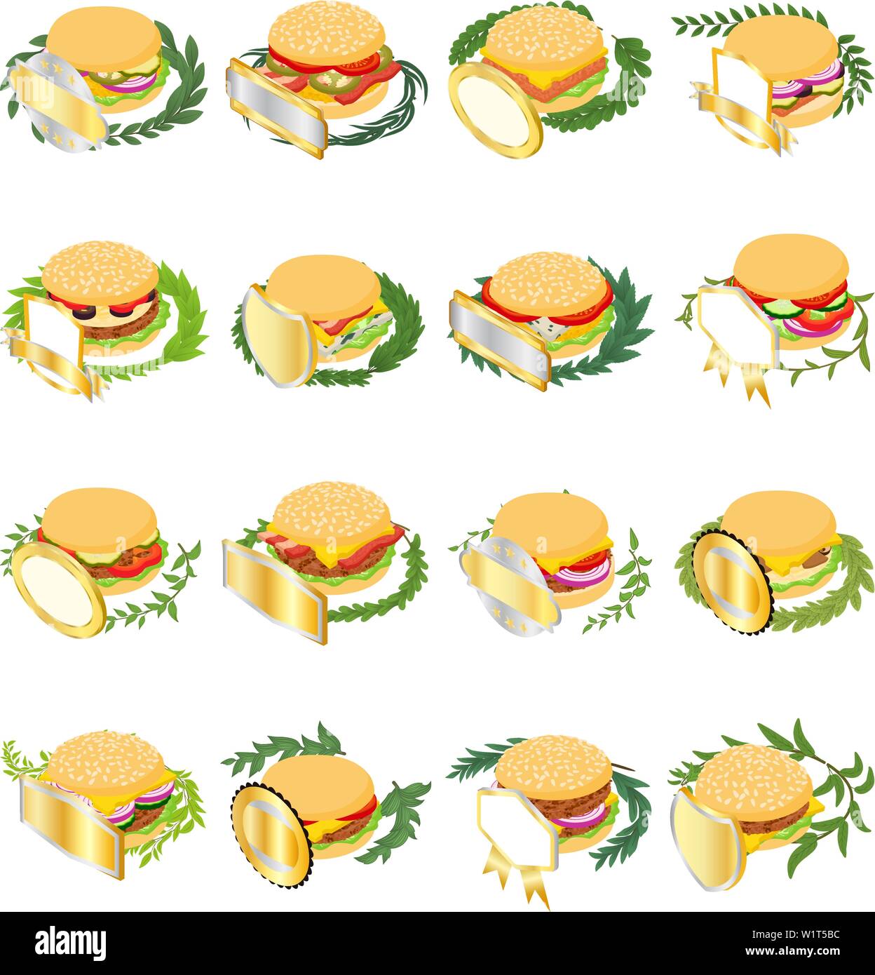 Best sandwich icons set, isometric style Stock Vector