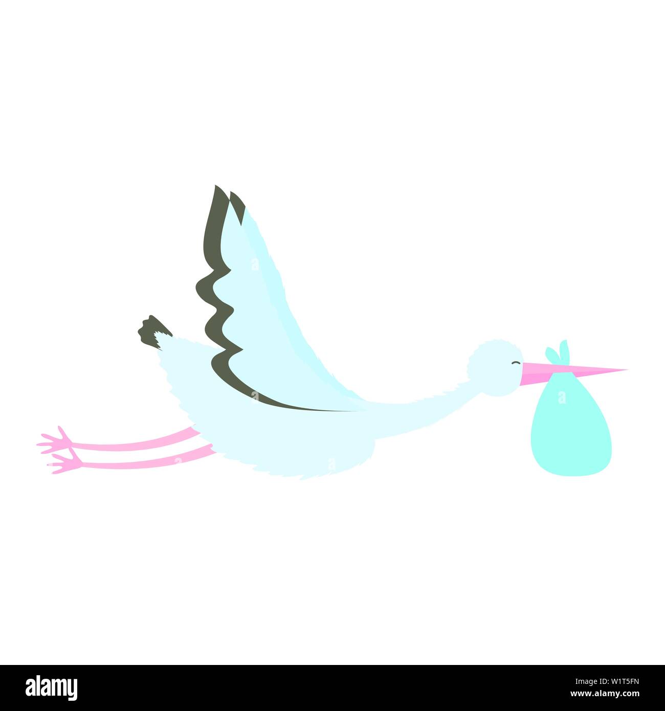stork bird flying with bag vector illustration design Stock Vector ...