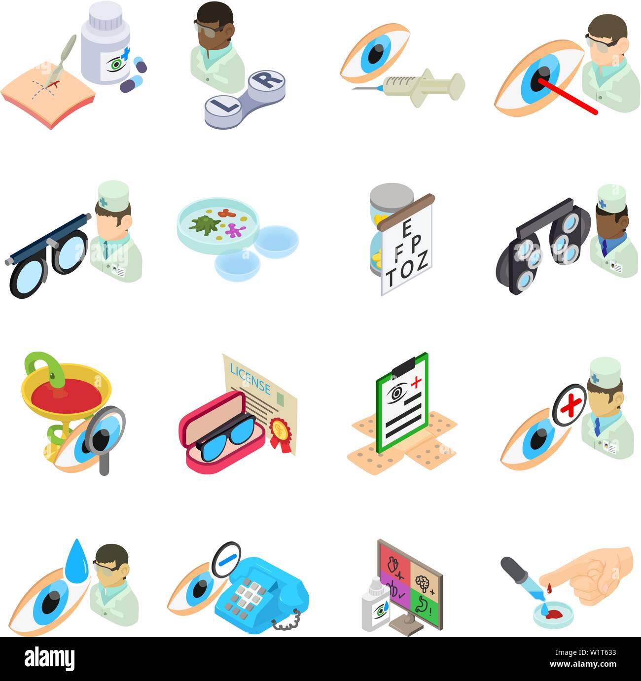 Therapeutic icons set, isometric style Stock Vector