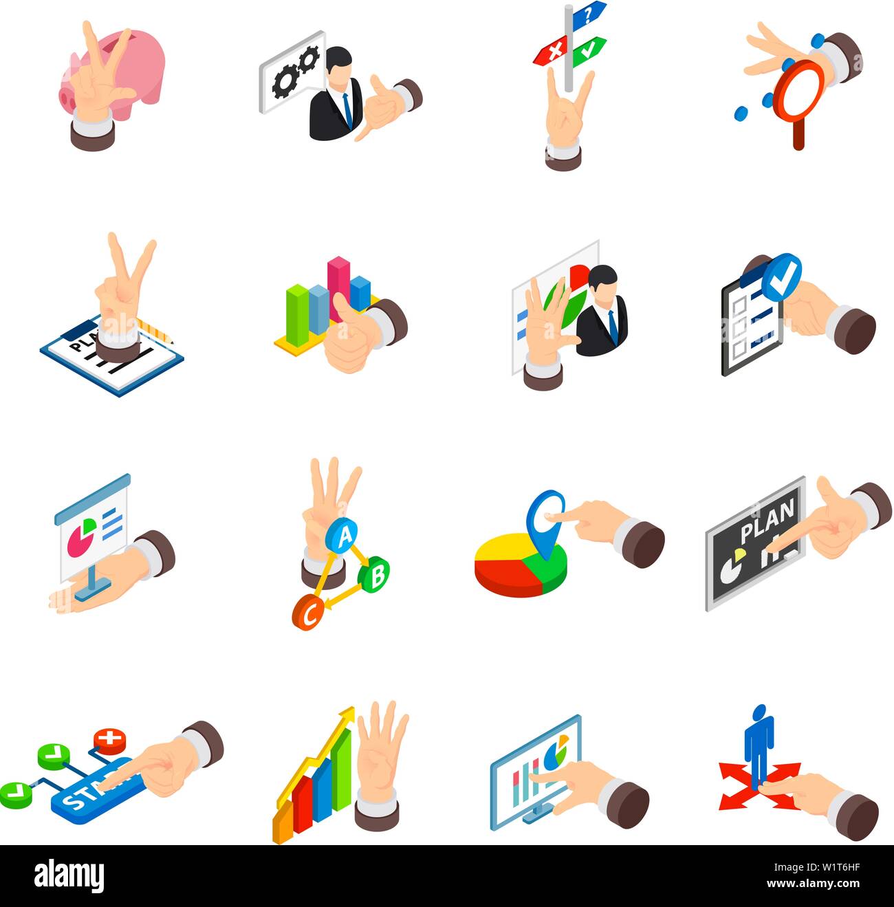 Index icons set, isometric style Stock Vector