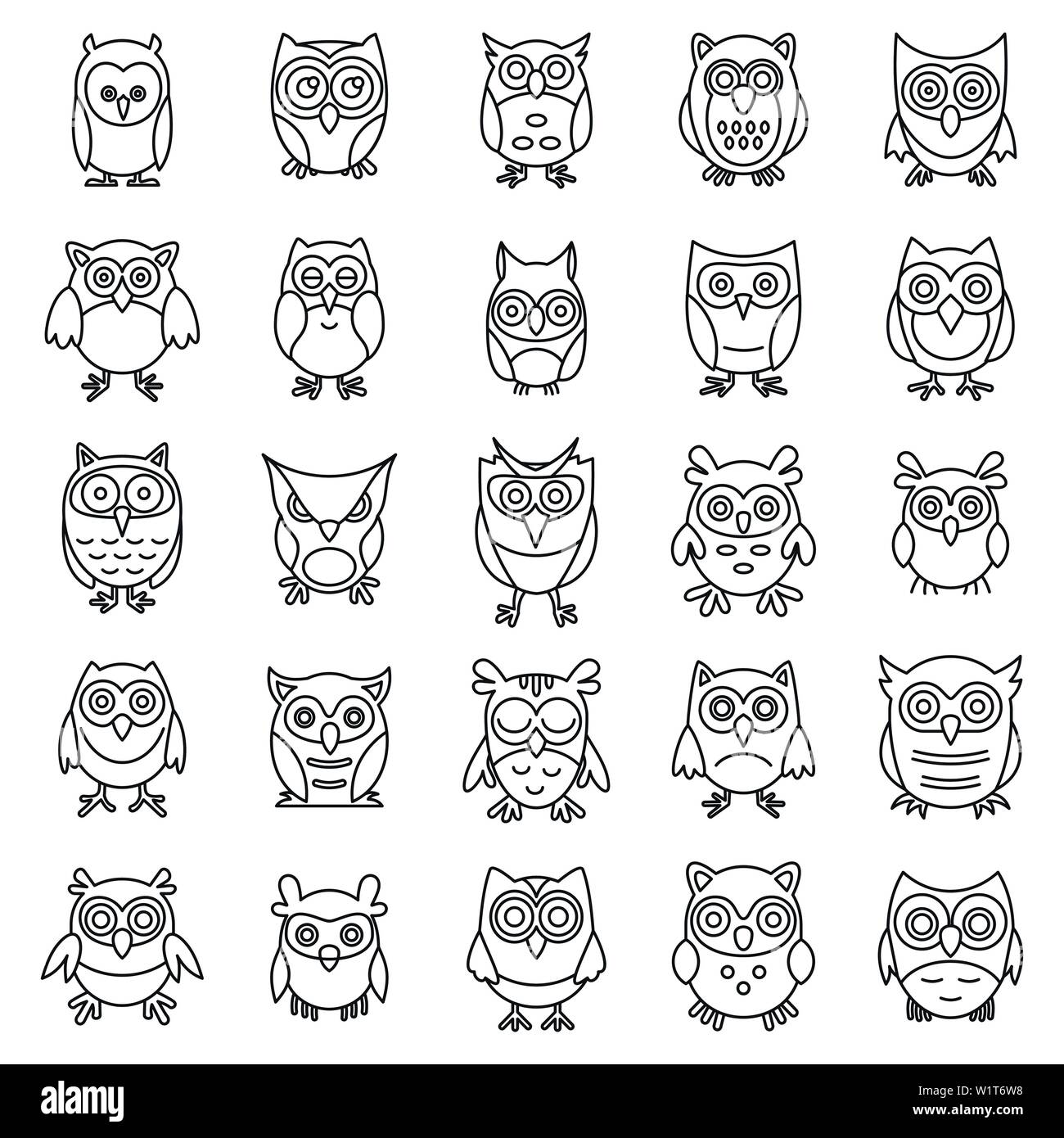 Black Ink Simple Moon And Outline Owl Tattoos – Truetattoos