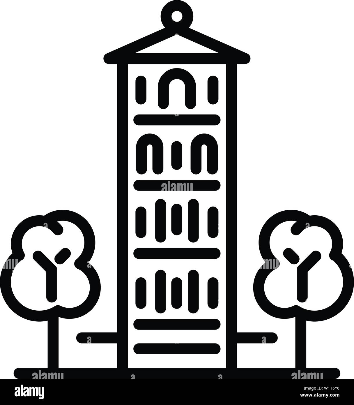 Milan tower icon. Outline milan tower vector icon for web design isolated on white background Stock Vector