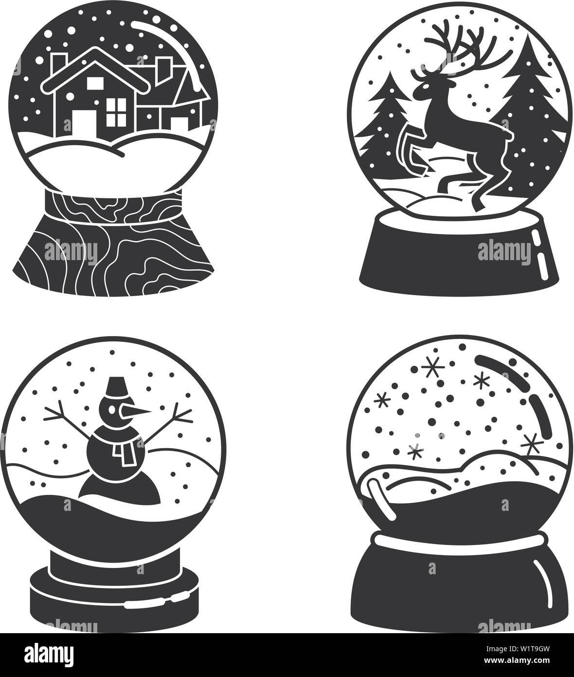 Snowglobe icons set, simple style Stock Vector