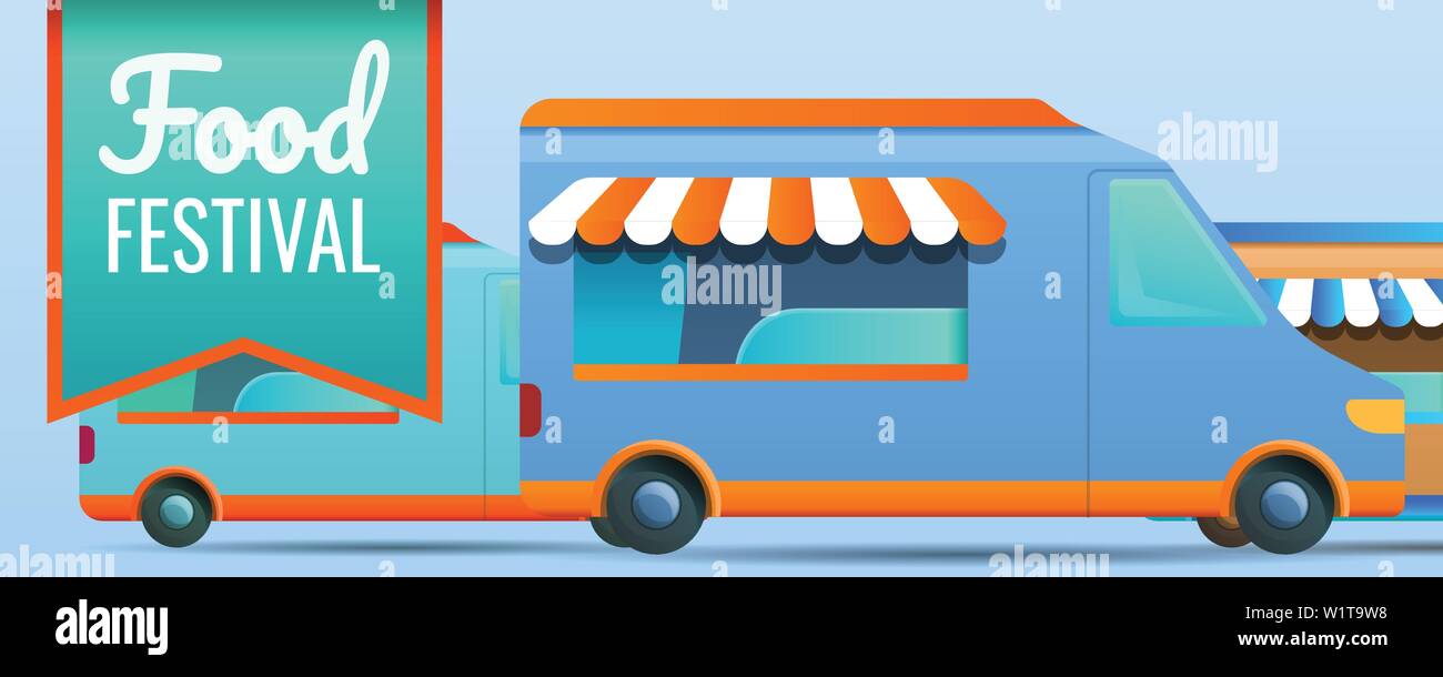 Food Festival Concept Banner Cartoon Illustration Of Food