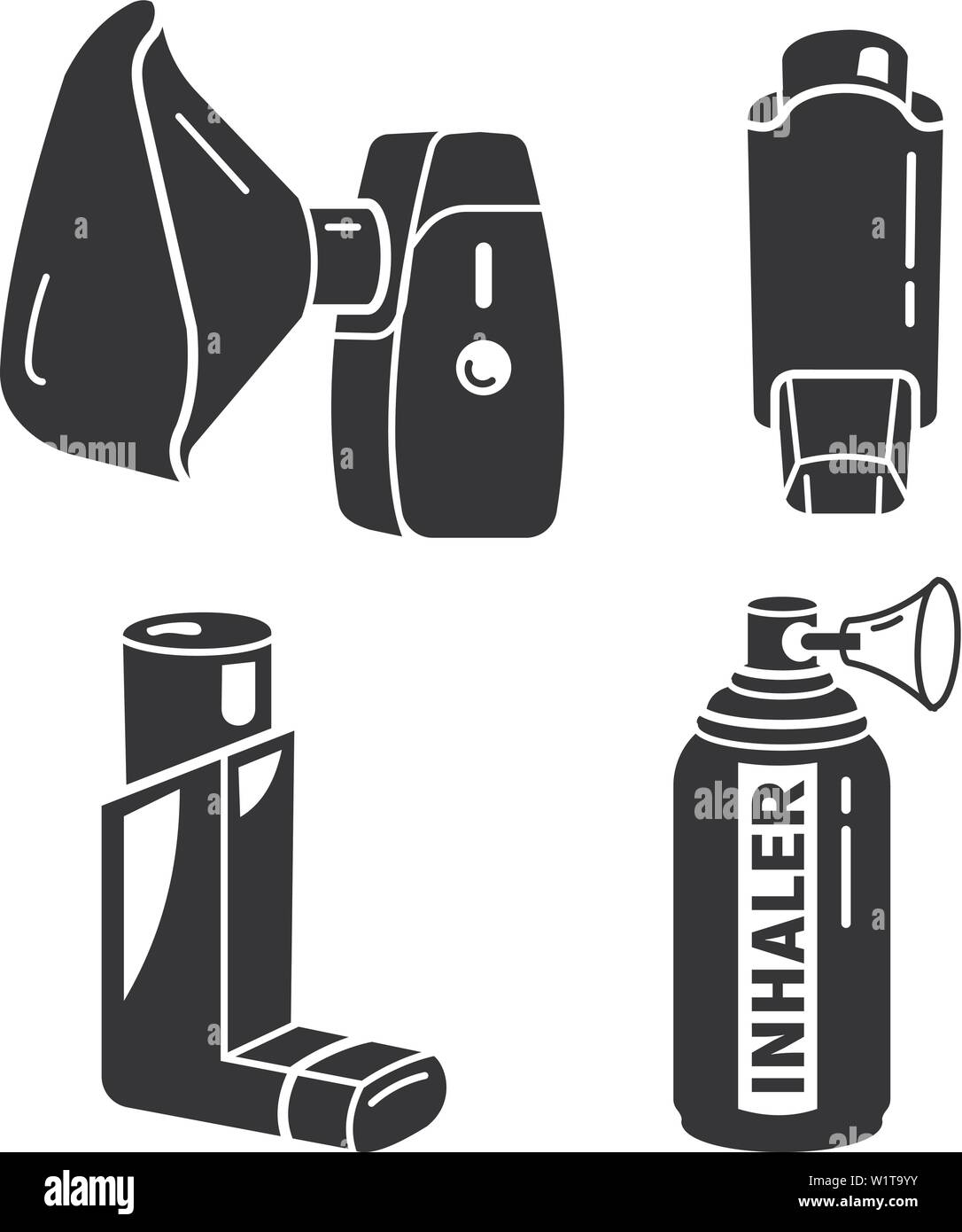 Inhaler icons set, simple style Stock Vector