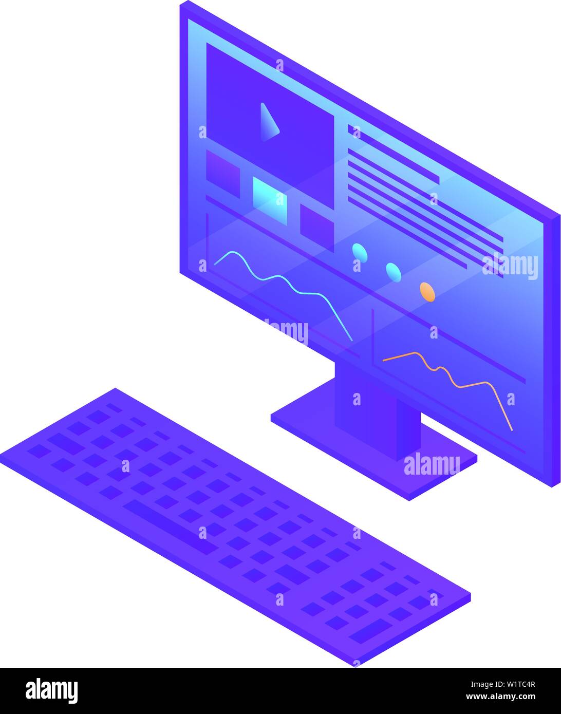 Desktop computer icon, isometric style Stock Vector