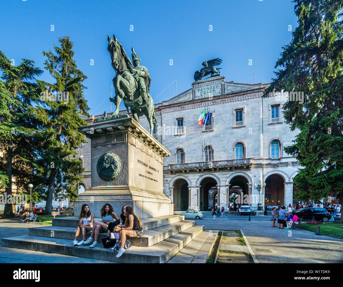 monument to the Vittorio Emanuele II, the first king of a united Italy at Piazza Italia, Perugia, Umbria, Italy Stock Photo