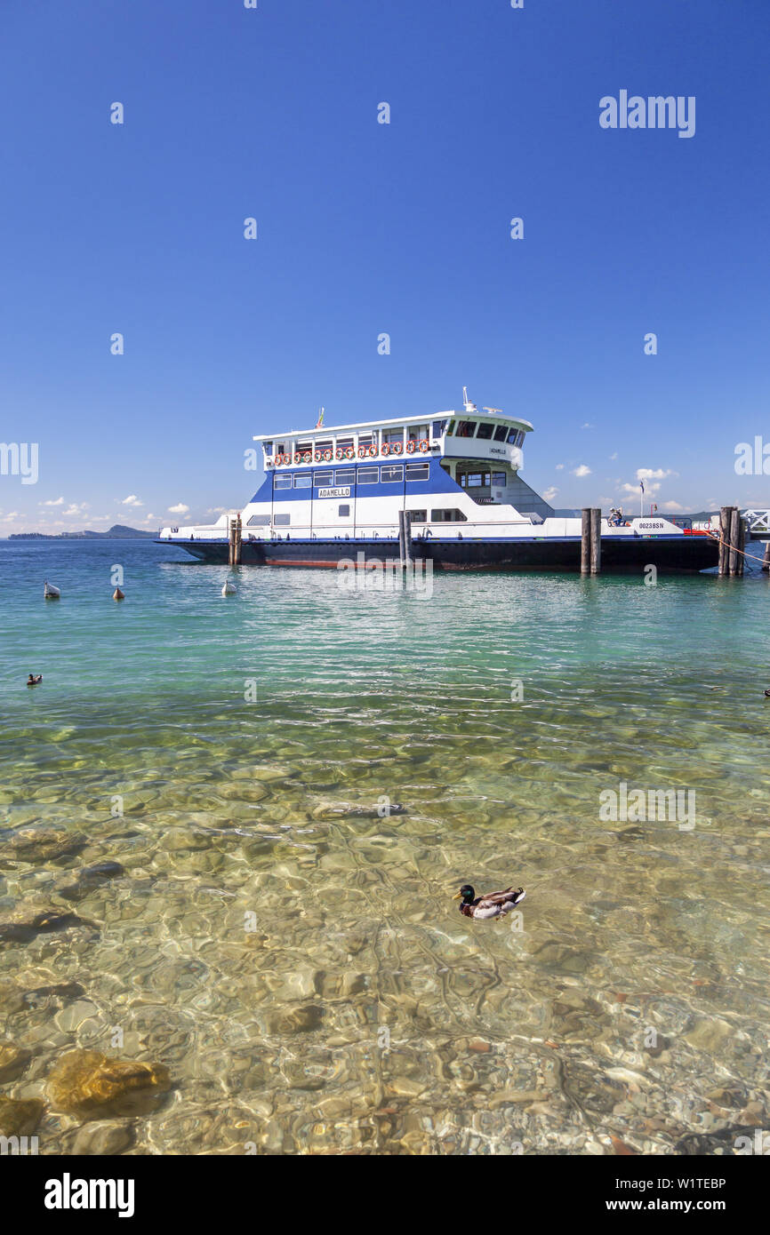 Ferry in Toscolano-Maderno on the Lake Garda, Northern Italien Lakes, Lombardy, Northern Italy, Italy, Southern Europe, Europe Stock Photo