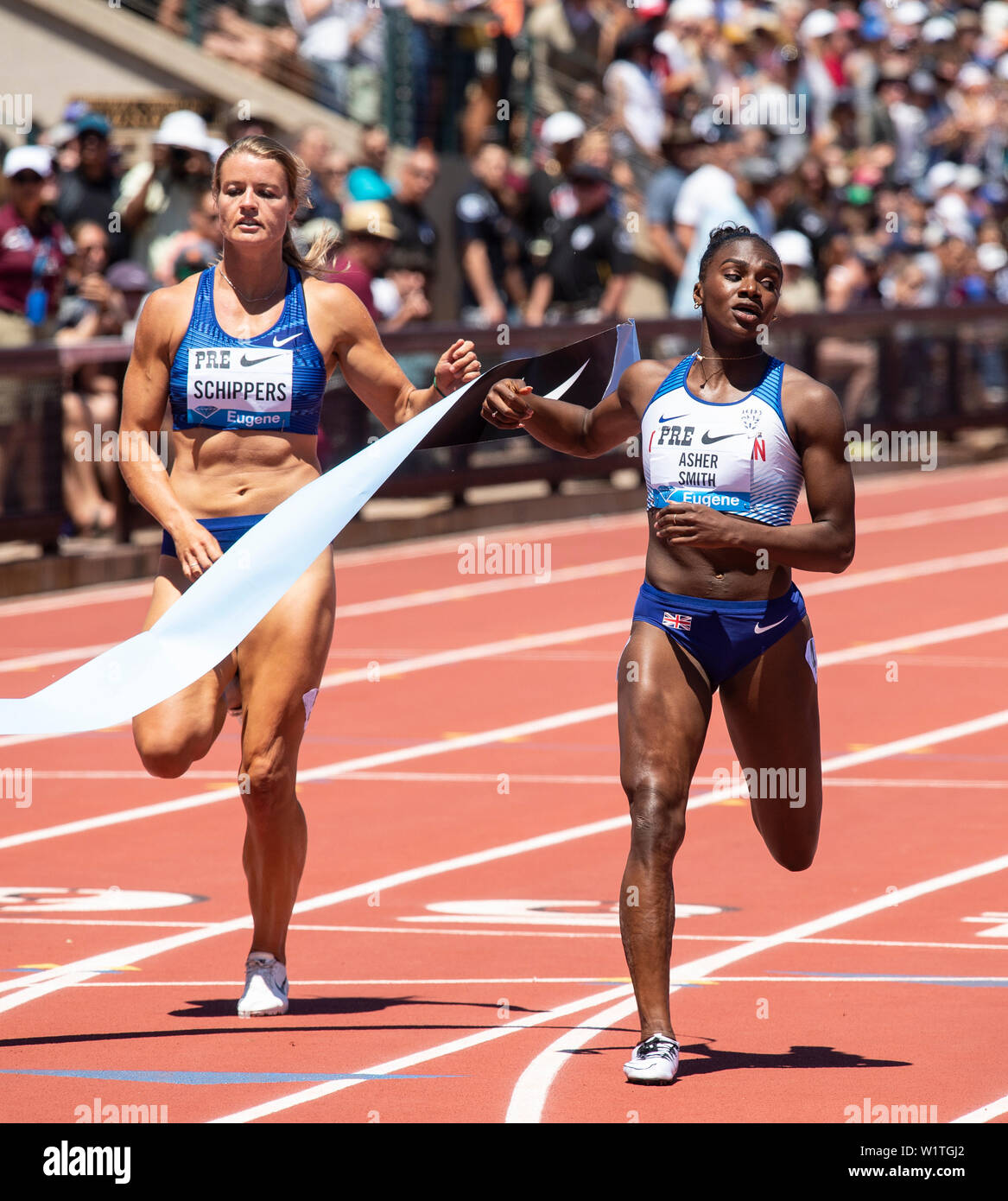 Women's 200m Race, IAAF Diamond League, Prefontaine Classic 2019 Stock