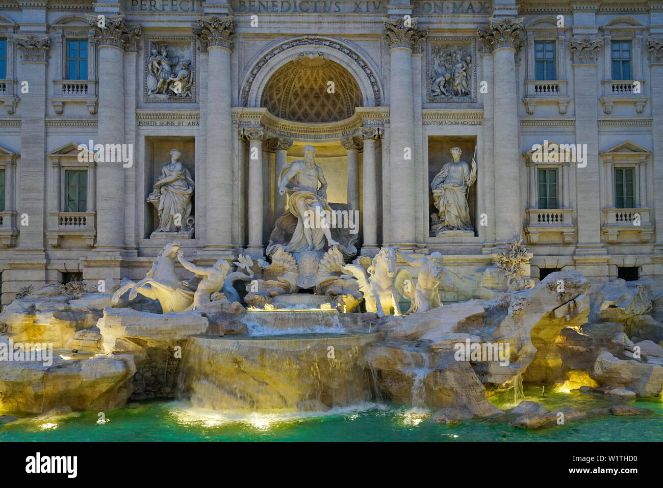 Famous and one of the most beautiful fountain of Rome - Trevi Fountain (Fontana di Trevi). Italy Stock Photo