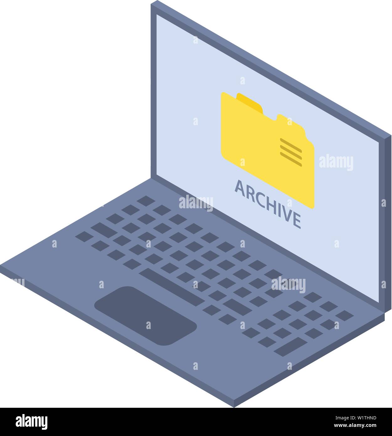 Laptop archive icon, isometric style Stock Vector