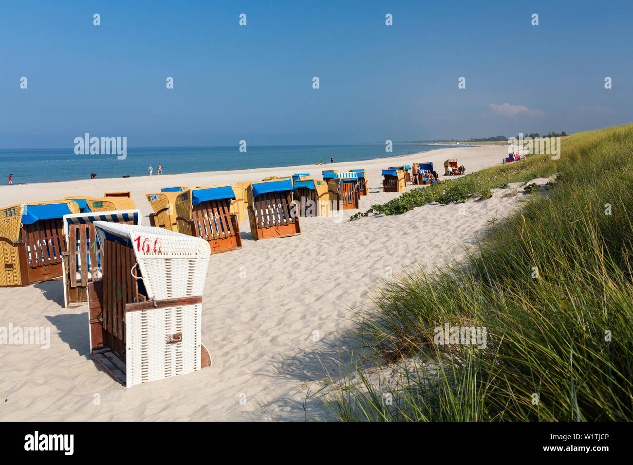 ' beach chairs at the beach of Ahrenshoop, , Fischland, Baltic Sea, Mecklenburg-Western Pomerania; Germany, Europe' Stock Photo