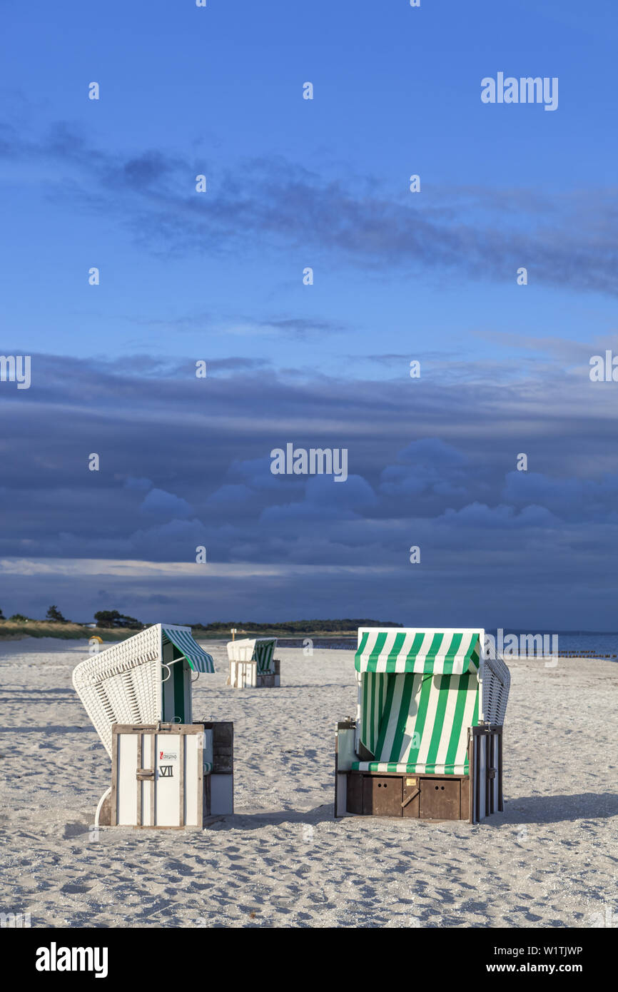 Beach chairs on the beach, Vitte, Island Hiddensee, Baltic coast, Mecklenburg-Western Pomerania, Northern Germany, Germany, Europa Stock Photo