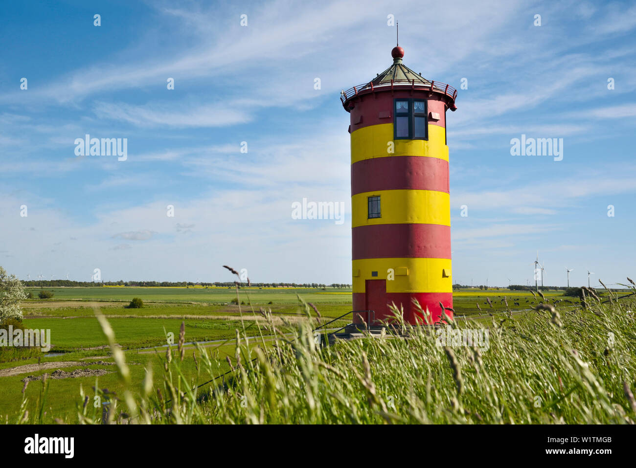 lighthouse, Pilsum, Krummhörn, Aurich - district, East Frisia, Lower Saxony, Germany, Europe Stock Photo
