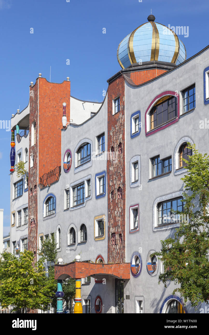 Hundertwasser School Luther-Melanchthon-Gymnasium in Lutherstadt Wittenberg, Saxony-Anhalt, Germany, Europe Stock Photo