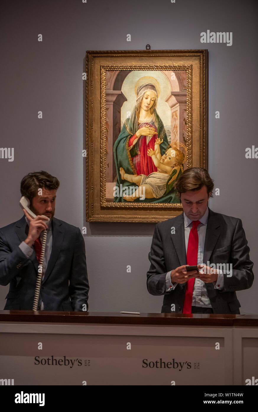 Sotheby’s, London, UK. 3rd July 2019. The summer Old Masters Evening sale offers paintings from the 14th - 19th century by many of the most important painters of Western art. Highlights include a masterpiece by each of Britain’s greatest landscape painters - Turner, Constable and Gainsborough - and extraordinary works from the Baroque by Ribera and the exceptionally rare Johann Liss. Sale total for the evening was £56,205,950 sterling. Credit: Malcolm Park/Alamy Live News. Stock Photo